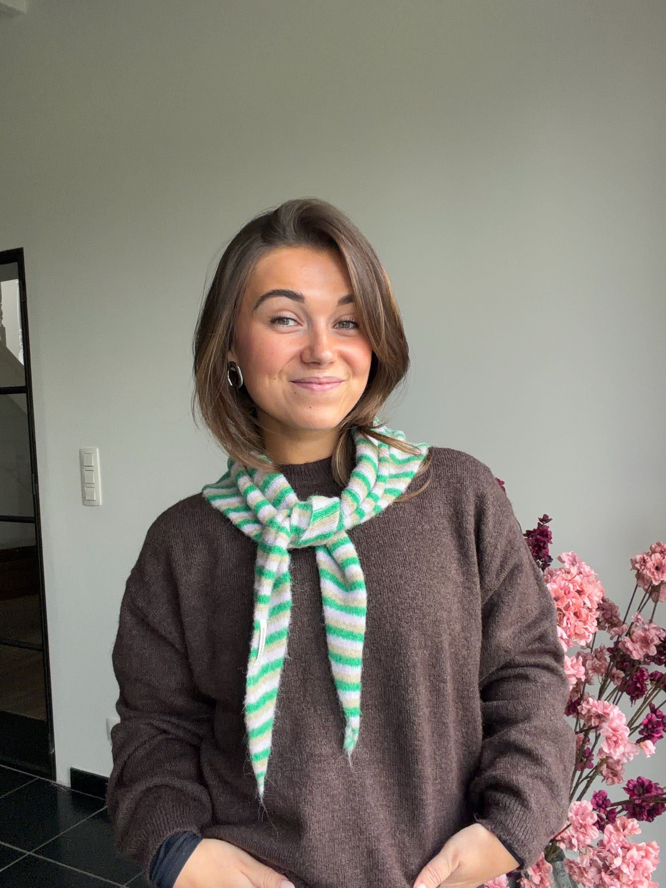Minty Stripe Cozy Scarf
