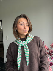Minty Stripe Cozy Scarf