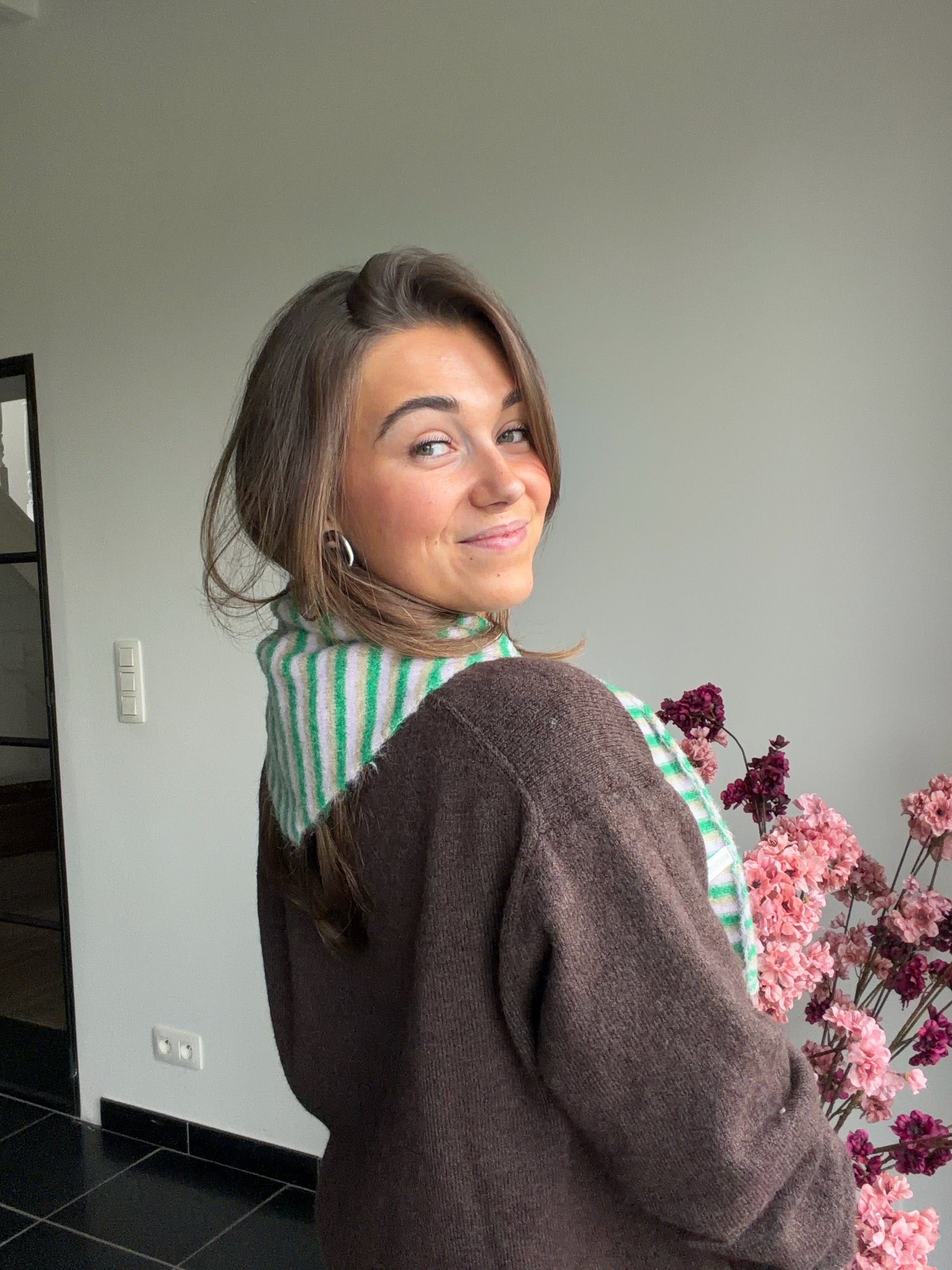 Minty Stripe Cozy Scarf